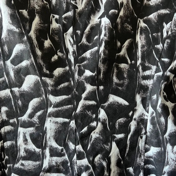 Helmut Lang Women's Strata Linen Blend Black White Animal Print Blazer Coat 0 - Picture 5 of 7